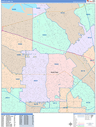 Santa Clara Wall Map Color Cast Style 2026